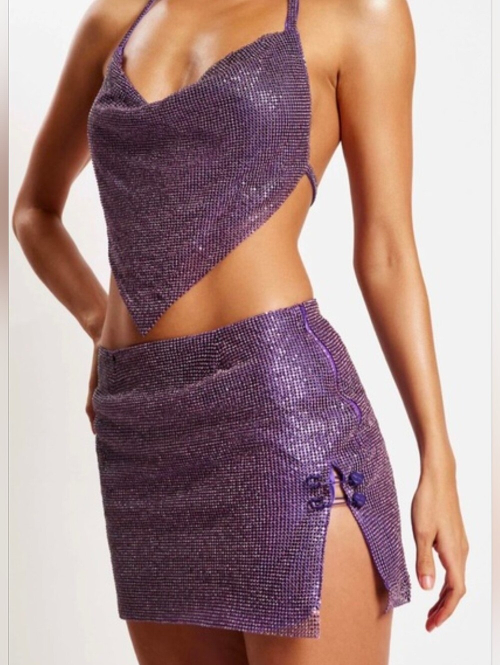 Meshki Marlena Glomesh Mini Skirt Only in Purple M Medium NWT